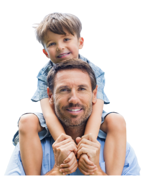 father and son smiling and secure with life insurance protection