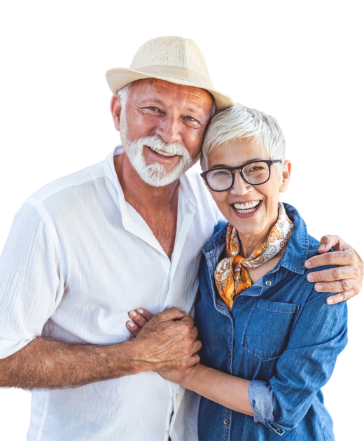 senior couple embracing each other and secure knowing they have final expense