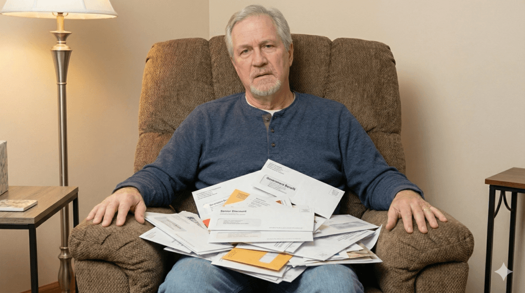 Too much junk mail overwhelmed and sitting in lazy boy